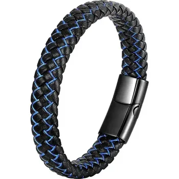 Náramek Pánský pletený náramek Modrý Valiant - Délka 19 cm