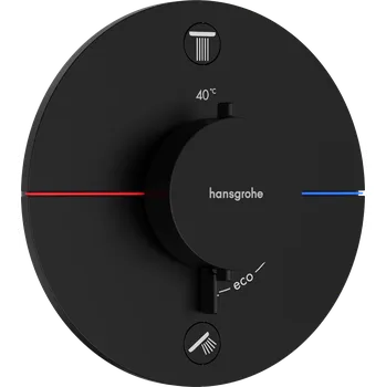 Vodovodní baterie Hansgrohe ShowerSelect Comfort S Termostat pod omítku pro 2 spotřebiče se zabudovanou bezpečnostní kombinací podle EN1717, matná černá 15556670