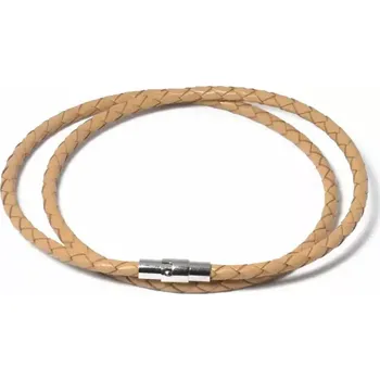 Náhrdelník Splétaný náhrdelník z pravé kůže 4 mm Camel - Délka 60 cm