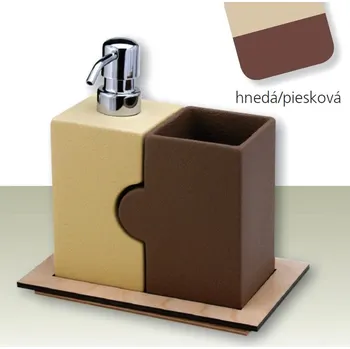 Dávkovač mýdla IVAB YASMINE - Dávkovač tekutého mýdla + sklenice volně stojící, gres hnědá/písková IBYASO1