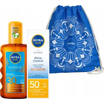 Přípravek na opalování NIVEA SUN Tónovací krém SPF50 + Olej na opalování s filtrem + Taška