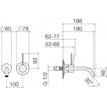 Vodovodní baterie Dornbracht Meta Slim - Umyvadlová baterie dvouotvorová, pod omítku, černá matná 36860662-33