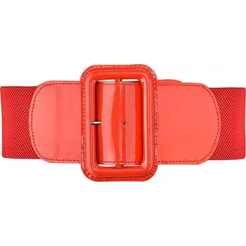 Opasek Dámský strečový široký lesklý pásek Casila Červený