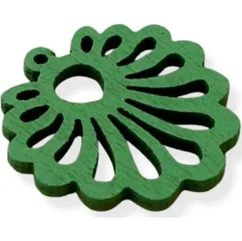 Dřevěný přívěsek vějířek zelený - 10 ks