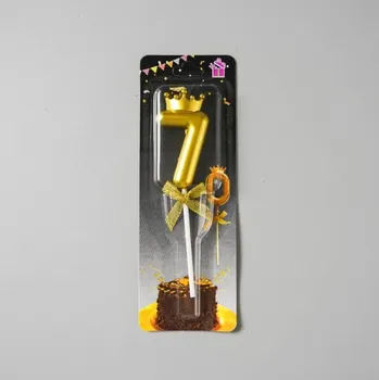Dortová svíčka Dortisimo Svíčka zlatá s korunkou číslo 7