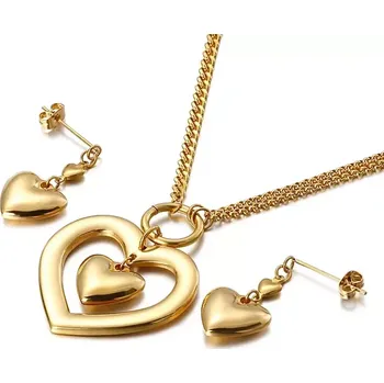 Souprava šperků Souprava šperků z chirurgické oceli Srdce v Srdci Zlatá