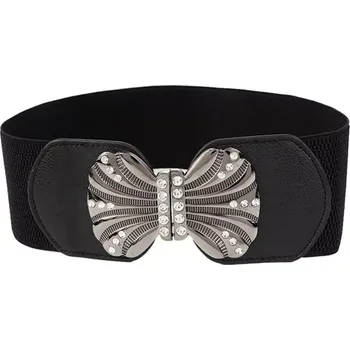 Opasek Dámský elastický pružný pásek s přezkou Sava Černý