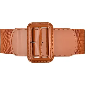 Opasek Dámský strečový široký lesklý pásek Casila Hnědý