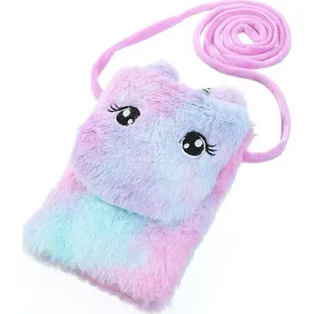 Kabelka Lifestyle Dětská chlupatá kabelka na mobil Jednorožcem Violet