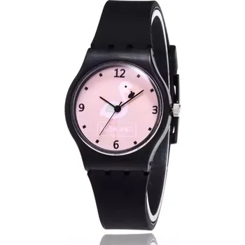 Hodinky Dívčí silikonové hodinky Plameňáci Flamingo black