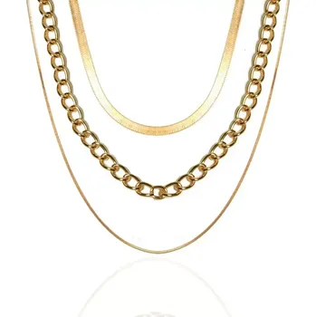 Náhrdelník Trojřadý řetízkový náhrdelník Snake Zlatý