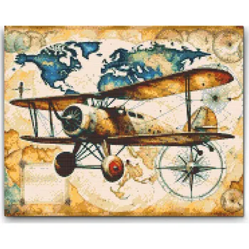 Diamantové malování Diamantové malování - Dvojplošník Velikost: 30x40cm, Rámování: Pouze srolované plátno, Diamanty: Kulaté