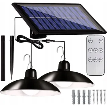 SOLÁRNÍ LAMPA STROPNÍ ZÁVĚSNÁ DVOJITÁ LED LUSTR 2V1 SE SOUMRAKOVÝM SENZOREM