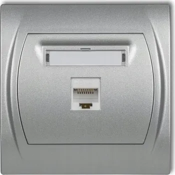 Elektrická zásuvka Internetová zásuvka nástěnná Karlik stříbrná