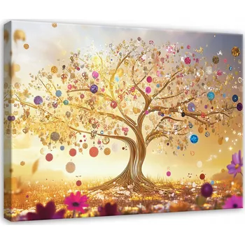 Obraz OBRAZ DO LOŽNICE OBÝVÁKU KUCHYNĚ NA PLÁTNĚ STROM ŽIVOTA ABSTRAKCE 100x70