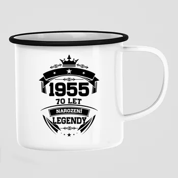 Žertovný předmět 1955 Narození legendy 70 let - keramický smaltovaný hrneček s potiskem