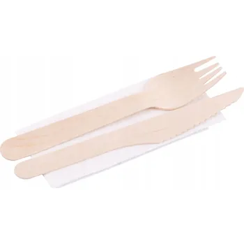 Příbor Příbor MagicHome Woodline ECO, dřevěný, nůž, vidlička, ubrousek, 100% Natur