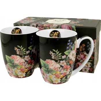 Hrnek Duo VINTAGE FLOWERS BLACK porcelán 380 ml