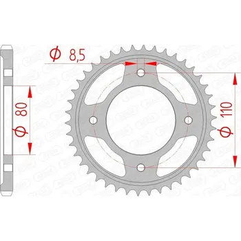 Nářadí na motocykly Ocelové standardní zadní kolo AFAM 10235 - 428 10235-42