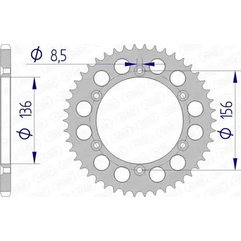 Nářadí na motocykly Hliníková zadní rozeta AFAM 15206 - 520 15206N-46
