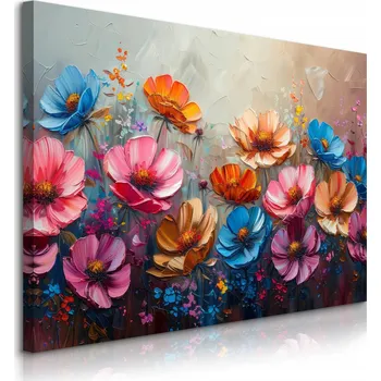 Obraz OBRAZ CANVAS DO SALONU BAREVNÉ DIVOKÉ KVĚTY PŘÍRODA ABSTRAKCE 30x20