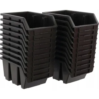 Úložný box 20x Černá plastová nádoba organizér 115x85x60 mm pro třídění do dílny nebo garáže