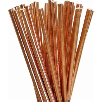 Papírová brčka ROSE GOLD 25 Ks Narozeniny Svatební Hostina