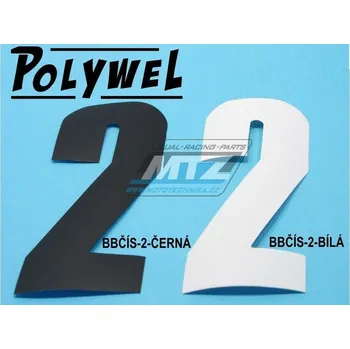 Polep vozidla Číslo startovní 2 - provedení MX - rozměry: 150x60mm - barva: bílá BBČÍS-2-BÍLÁ