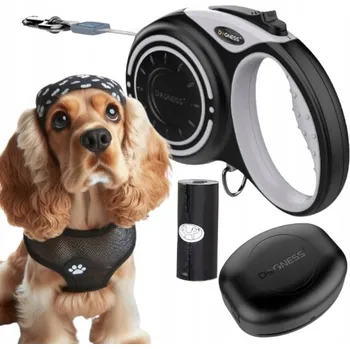Vodítko pro psa VODÍTKO PRO PSA automatická Svinovací páska + nádoba DOGNESS 4 m do 20 kg M