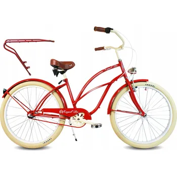Městské kolo Cruiser kolo RoyalBi Plážový cruiser 26 ROSIE dámské, rám 18,5 palce, kolo 26", červené