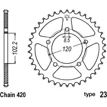 Nářadí na motocykly B1 Ocelové standardní zadní kolo - 420 JBFR10S00B
