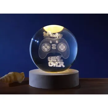 Lampička křišťálová herní lampička koule 8 cm