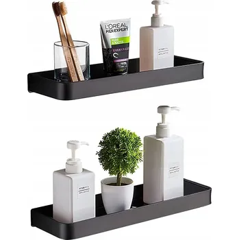 Drátěná police KOUPELNOVÁ POLICE ZÁVĚSNÁ DO SPRCHY ČERNÁ 2ks