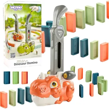 Desková hra Woopie WOOPIE Elektrická lokomotiva Domino Dinosaurus Oranžová - 8 ks.