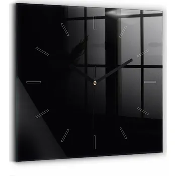 Hodiny Minimalistické Čtvercové Skleněné Hodiny Nástěnné s Vzorem Černé 30x30 cm