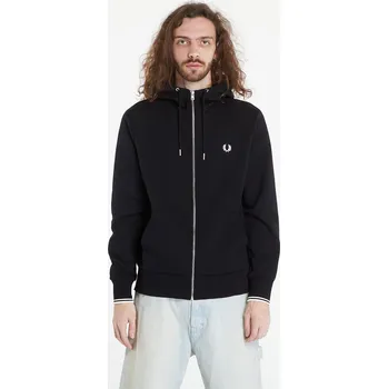 Pánské oblečení Mikina FRED PERRY Hooded Zip Through Sweatshirt Black M