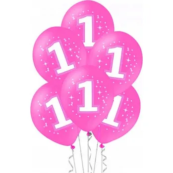 Balónek Balónky k prvním narozeninám Růžová jednička 5 ks pro holčičku