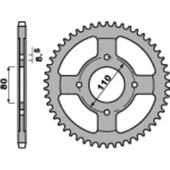 Nářadí na motocykly Ocelová standardní zadní řetězová kola PBR 4597 - 428 4597.42.C45