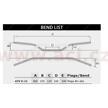 Řídítka řídítka (ATV) o průměru 22 mm s hrazdou a chráničem, RTECH (černá) R-MNATVNR0022