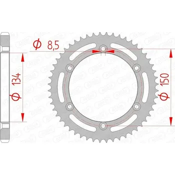 Nářadí na motocykly Ocelové standardní zadní kolo AFAM 16207 - 428 16207-52