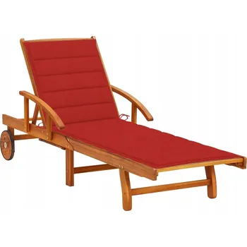Zahradní lehátko VidaXL Červené dřevěné Lehátko