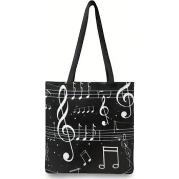 Černá jutová taška s hudebním motivem