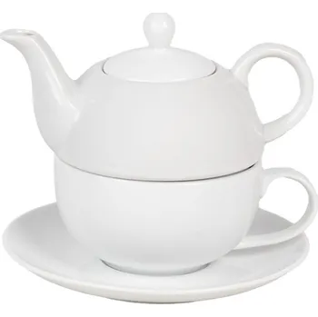 Konvice na čaj Bílý keramický Tea for One - 17*16*13 cm / 350 ml / 250 ml