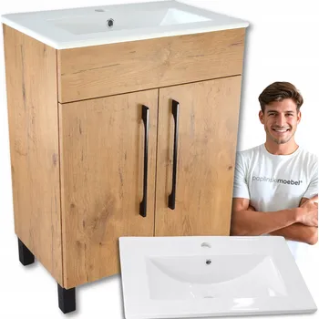 Koupelnový nábytek Skříňka pod umyvadlo Paplinskimoebel dub lancelot s umyvadlem, 2 dvířka