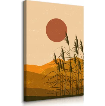 Obraz OBRAZ DO LOŽNICE RÁKOSÍ ZÁPAD SLUNCE ZÁTIŠÍ STYL BOHO 20x30