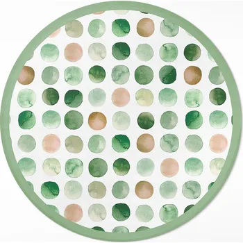 Koberec Kulatý Koberec Vinylový PVC fi 110 cm Akvarijní tečky malované boho kolečka