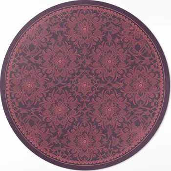 Koberec Kulatý Koberec PVC Rozměr ⌀ 130 cm Dekorativní zdobený vzor ve vintage stylu
