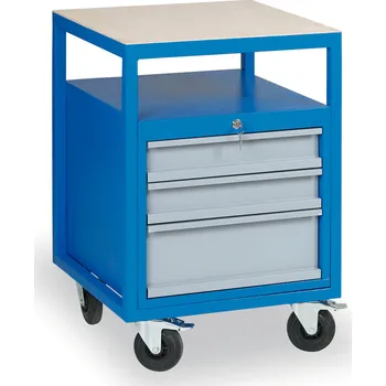 Güde Pojízdný dílenský vozík na nářadí k pracovním stolům do dílny GD, 3 zásuvky, 575 x 600 x 850 mm, modrá