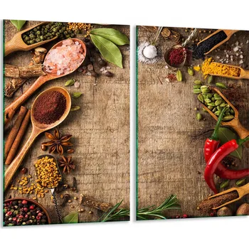 Obraz 2x SKLENĚNÁ OCHRANNÁ DESKA NA SPORÁK KUCHYNĚ 7v1