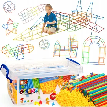 ostatní stavebnice XXL SADA STAVEBNÍCH SLÁMEK STAVEBNICE TRUBIČKY 400 dílů